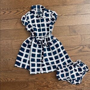 Tommy Hilfiger Kids Dress in Navy and White Checkered Pattern